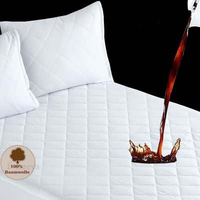 Gesteppter Fitted Matratzenschoner aus 100 % Baumwolle – Wasserdicht – Weiß