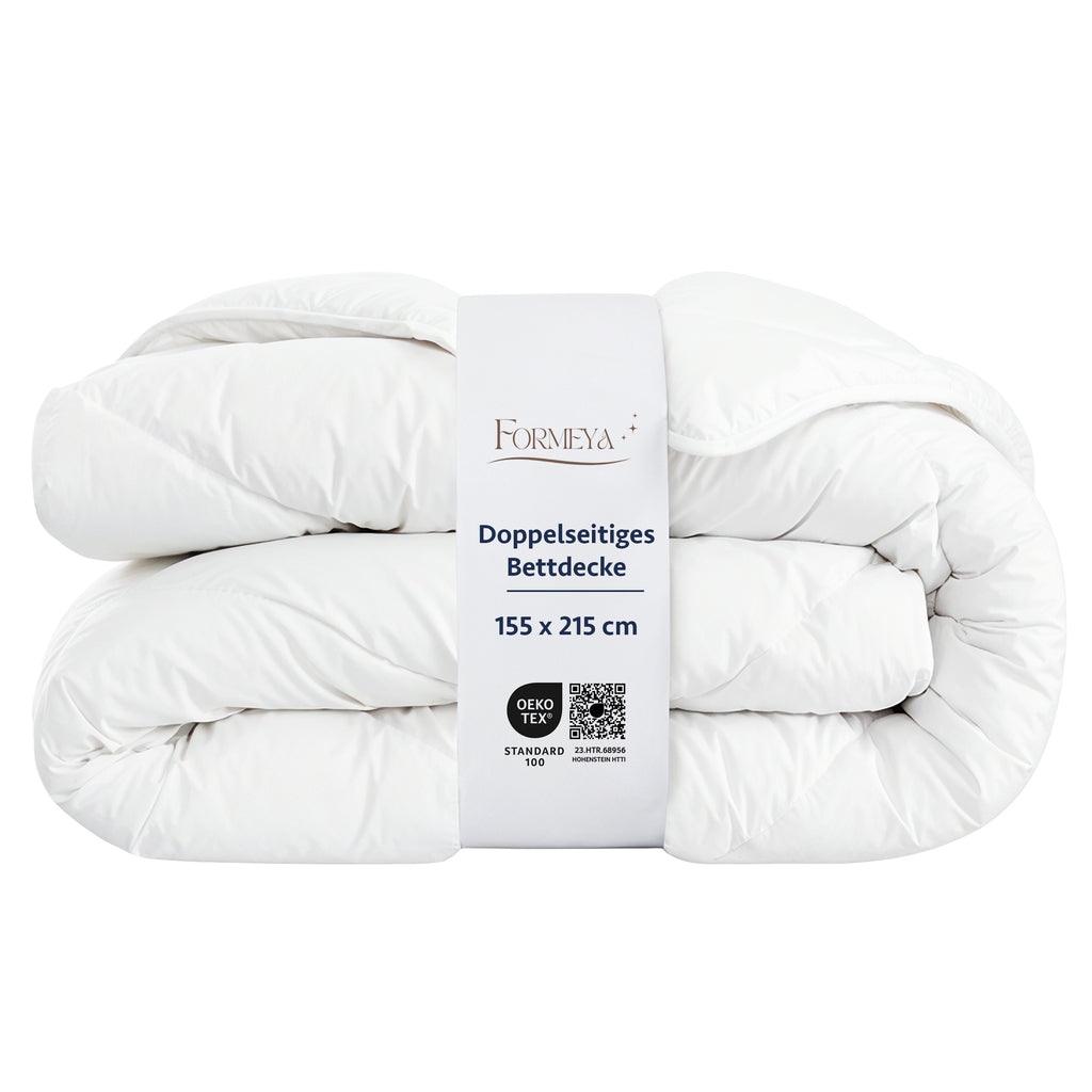 4-Jahreszeiten Mikrofaser Steppdecke – Doppelseitig, Hypoallergen, Weiß