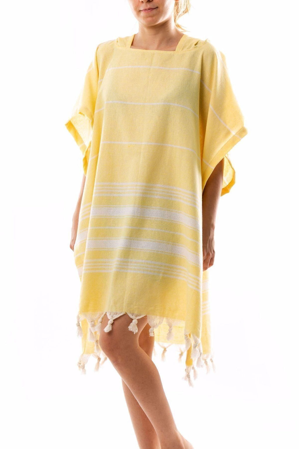 Badeponcho für Erwachsene aus 100% Baumwoll-Pestemal in Gelb