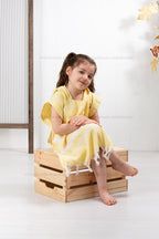 Kinder-Badeponcho aus 100% Baumwolle, Pestemal-Strandponcho in Gelb