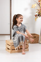 Kinder-Badeponcho aus 100% Baumwolle, Pestemal-Strandponcho in Grau