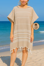 Badeponcho für Erwachsene aus 100% Baumwoll-Pestemal in Braun