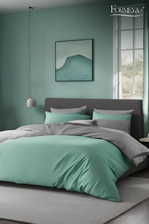 Bettwäsche Set Grün – Wendebettwäsche mit Spannbettlaken & Kissenbezug