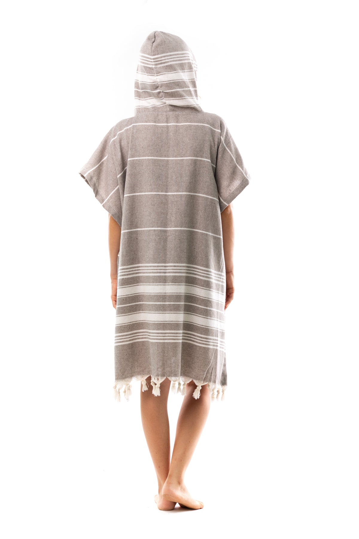 Badeponcho für Erwachsene aus 100% Baumwoll-Pestemal in Braun