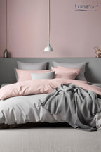 Bettwäsche Set Rosa – Wendebettwäsche mit Spannbettlaken & Kissenbezug