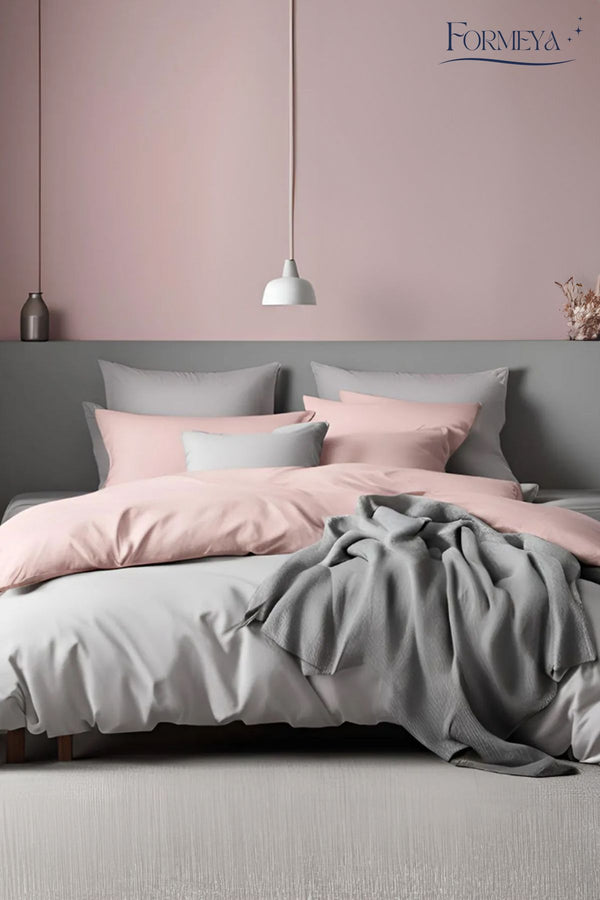 Bettwäsche Set Rosa – Wendebettwäsche mit Spannbettlaken & Kissenbezug