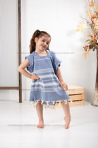 Kinder-Badeponcho aus 100% Baumwolle, Pestemal-Strandponcho in Blau
