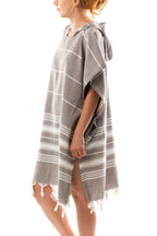 Badeponcho für Erwachsene aus 100% Baumwoll-Pestemal in Braun