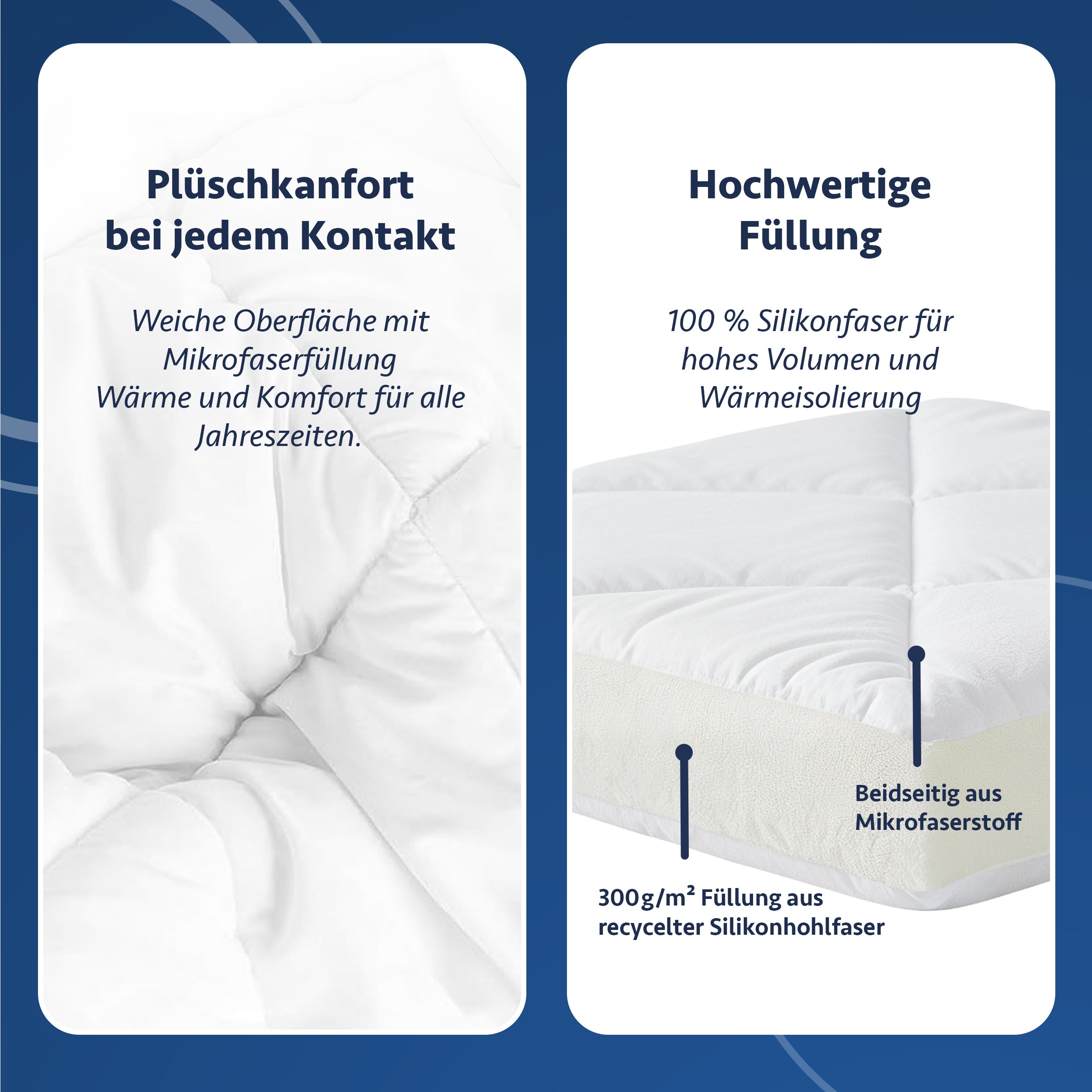 4-Jahreszeiten Mikrofaser Steppdecke – Doppelseitig, Hypoallergen, Weiß