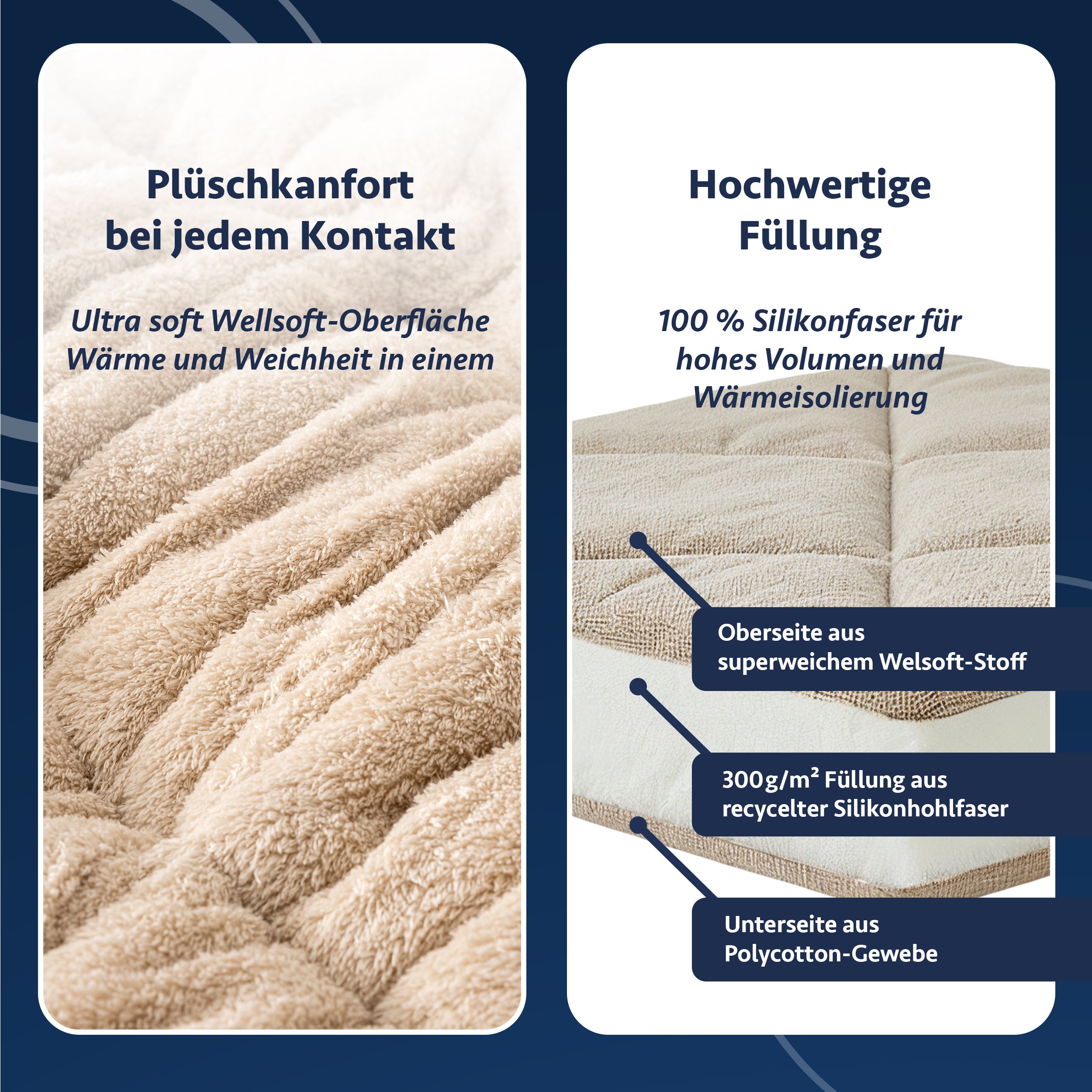 Luxuriöse Wellsoft-Steppdecke, doppelseitig, in Beige