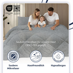 4-Jahreszeiten-Mikrofaser-Steppdecke, hypoallergen, in Anthrazitgrau