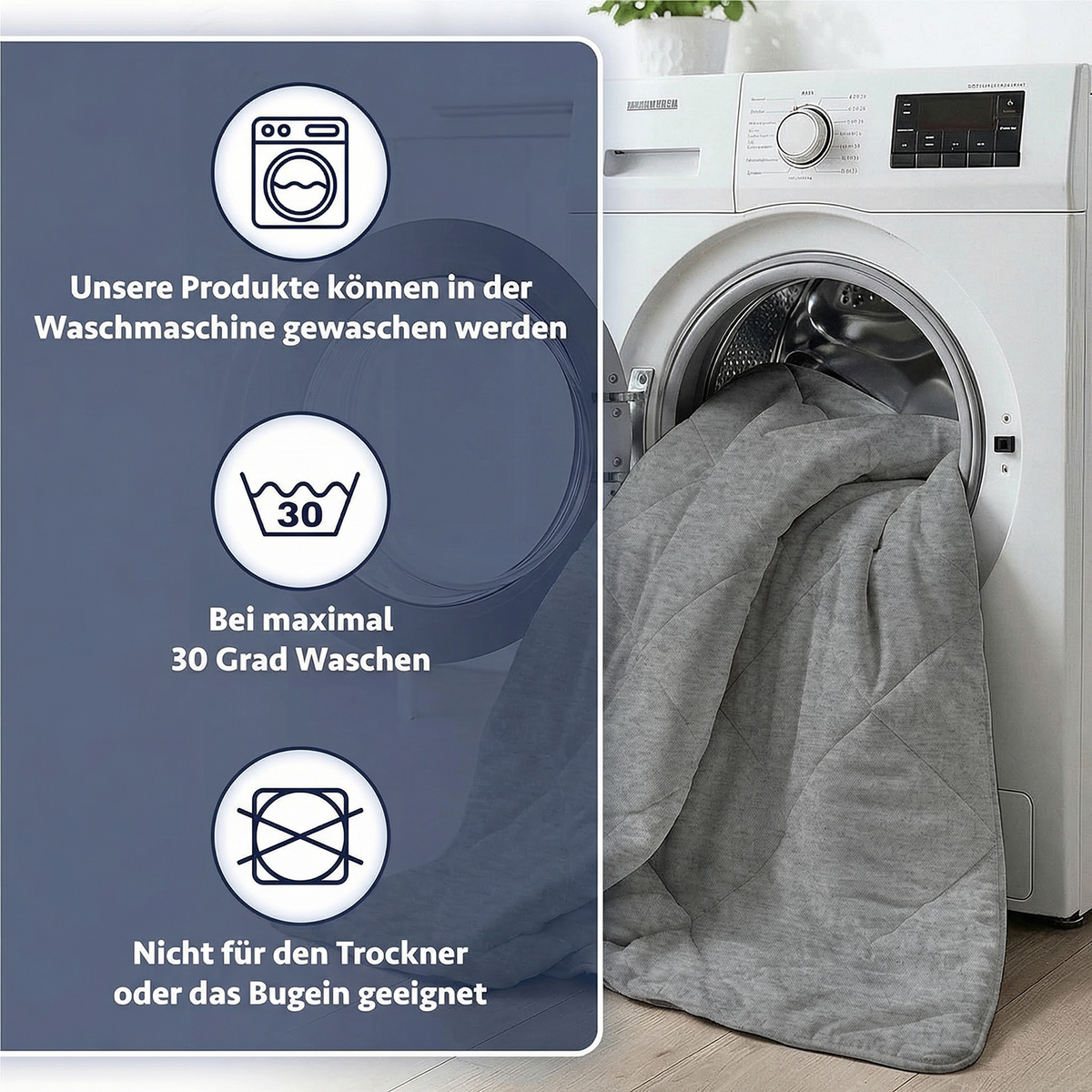 4-Jahreszeiten-Mikrofaser-Steppdecke, hypoallergen, in Anthrazitgrau