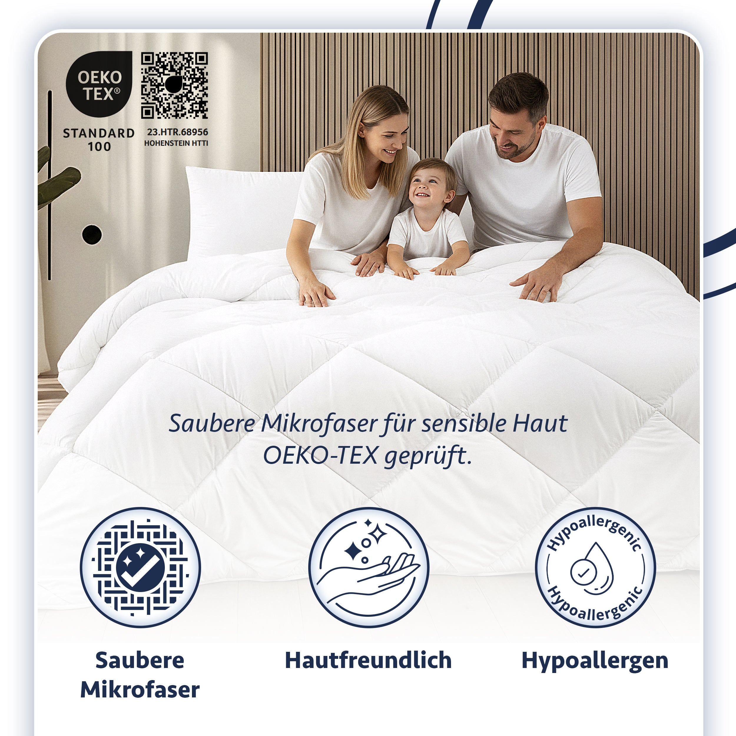 4-Jahreszeiten Mikrofaser Steppdecke – Doppelseitig, Hypoallergen, Weiß