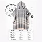 Kinder-Badeponcho aus 100% Baumwolle, Pestemal-Strandponcho in Grau