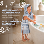 Kinder-Badeponcho aus 100% Baumwolle, Pestemal-Strandponcho in Blau