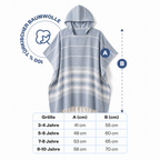 Kinder-Badeponcho aus 100% Baumwolle, Pestemal-Strandponcho in Blau