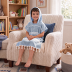 Kinder-Badeponcho aus 100% Baumwolle, Pestemal-Strandponcho in Blau