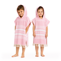 Kinder-Badeponcho aus 100% Baumwolle, Pestemal-Strandponcho in Rosa