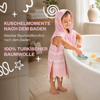 Kinder-Badeponcho aus 100% Baumwolle, Pestemal-Strandponcho in Rosa