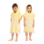 Kinder-Badeponcho aus 100% Baumwolle, Pestemal-Strandponcho in Gelb