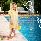 Kinder-Badeponcho aus 100% Baumwolle, Pestemal-Strandponcho in Gelb