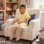 Kinder-Badeponcho aus 100% Baumwolle, Pestemal-Strandponcho in Gelb