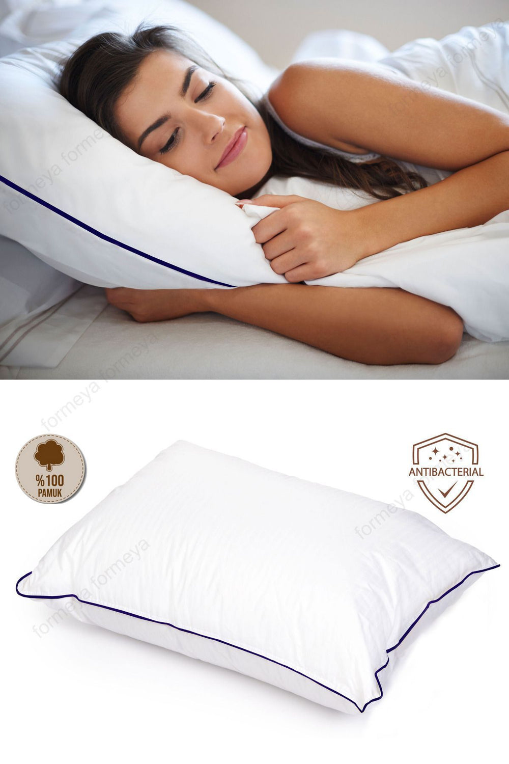 Grauer gesteppter Kissenschoner 50 x 70 cm aus 100 % Baumwolle von Formeya im 2er Set