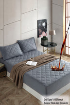 Gesteppter Matratzenschoner aus 100 % Baumwolle – Wasserdicht & Atmungsaktiv – Grau