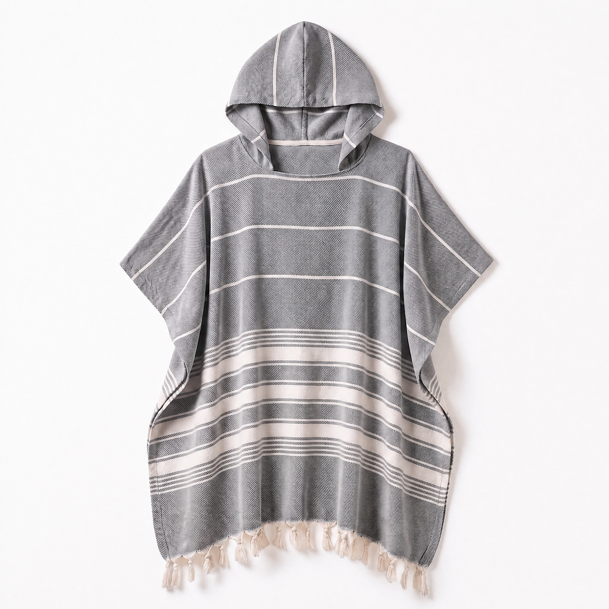 Badeponcho für Erwachsene aus 100% Baumwoll-Pestemal in Grau