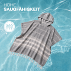 Badeponcho für Erwachsene aus 100% Baumwoll-Pestemal in Grau