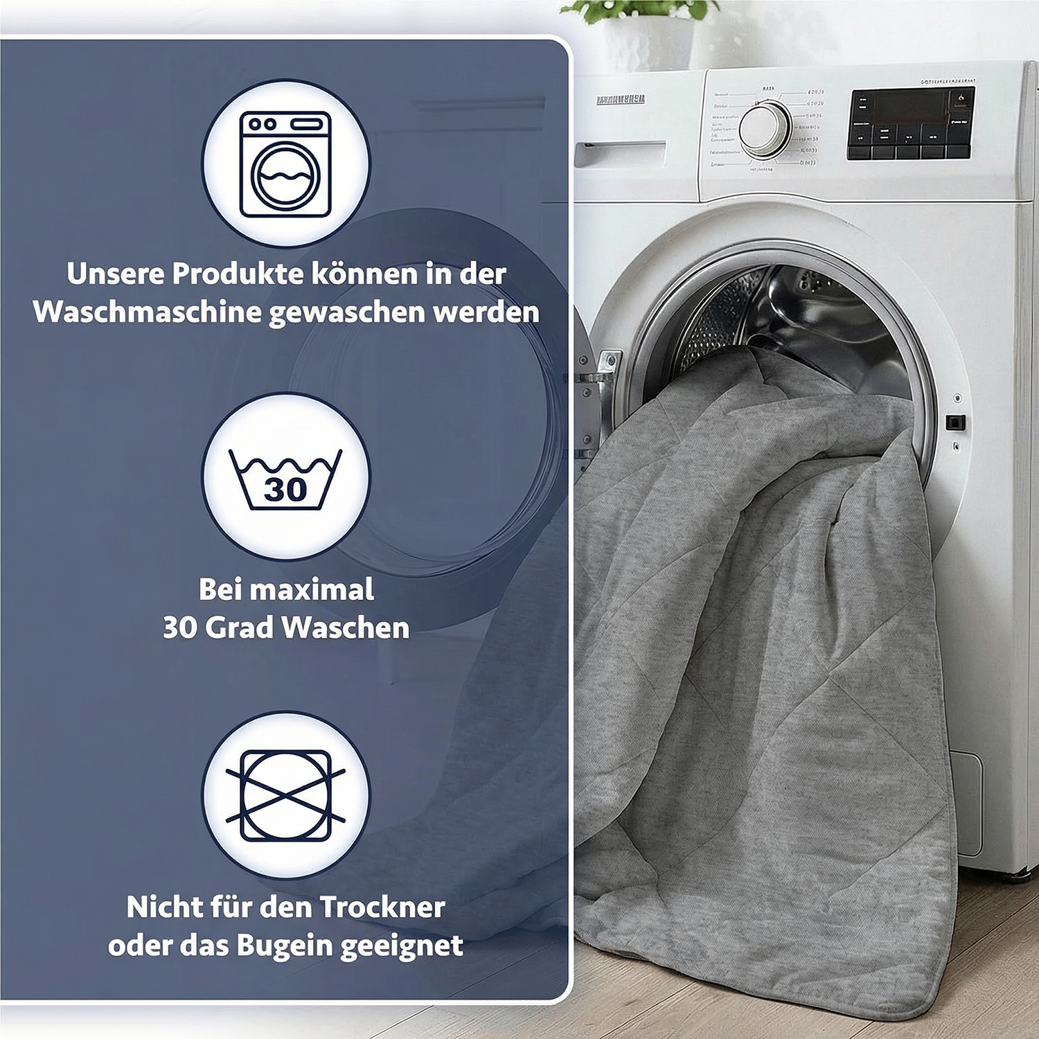 4-Jahreszeiten-Mikrofaser-Steppdecke, hypoallergen, in Anthrazitgrau