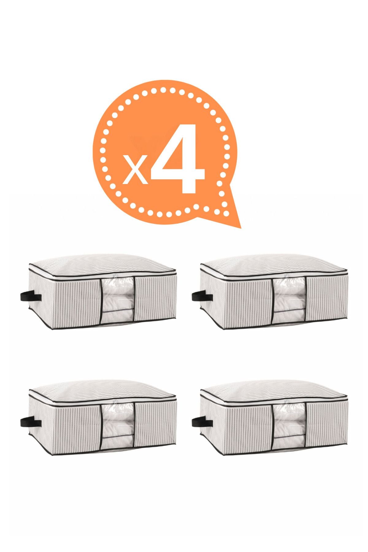 Garderoben-Organizer mit Fenster – Unterbett Aufbewahrungstasche 64 × 45 × 22 cm (4er Set)