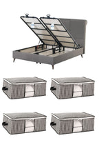 Garderoben-Organizer mit Fenster – Unterbett Aufbewahrungstasche 64 × 45 × 22 cm, Schwarz (4er Set)