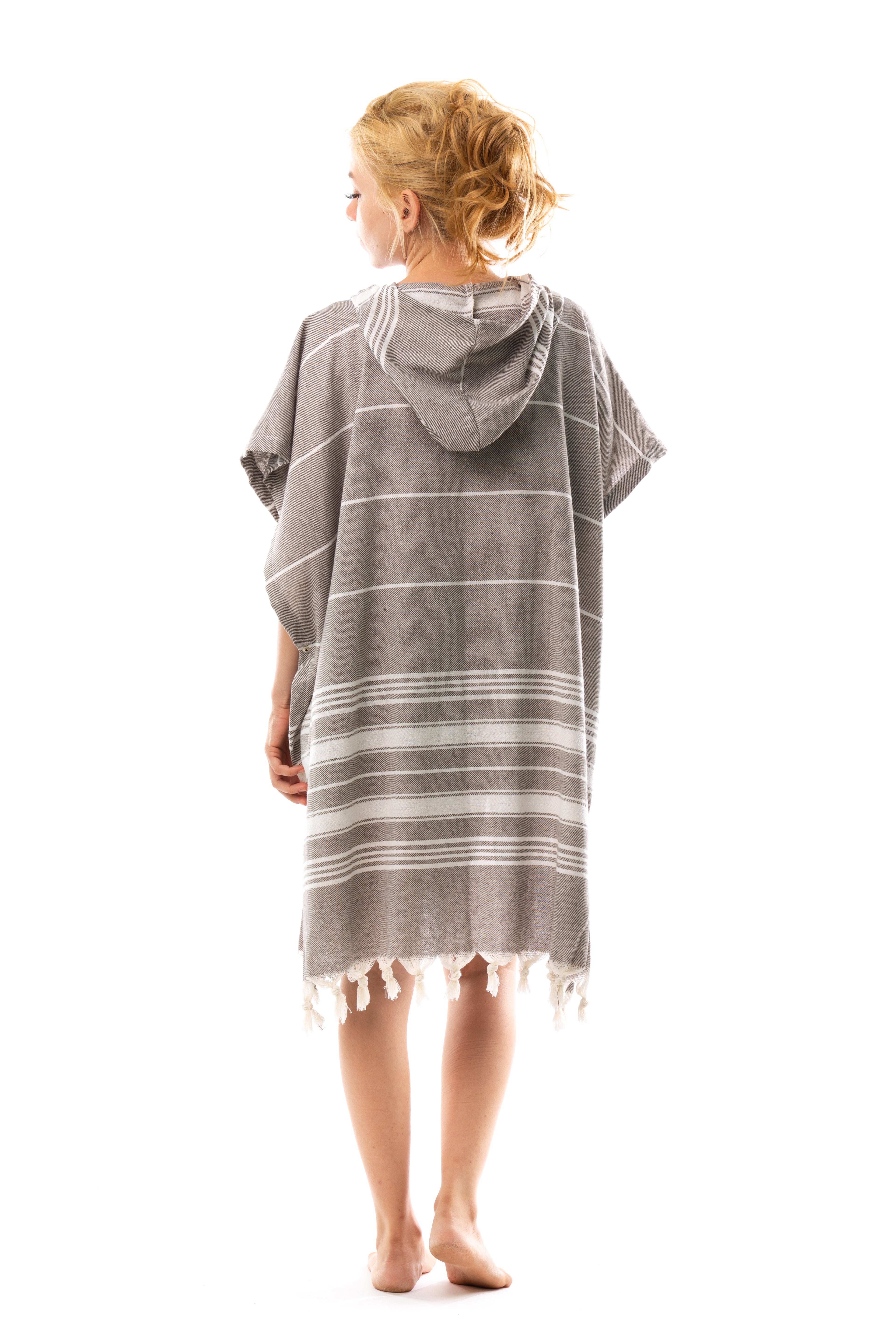 Badeponcho für Erwachsene aus 100% Baumwoll-Pestemal in Braun