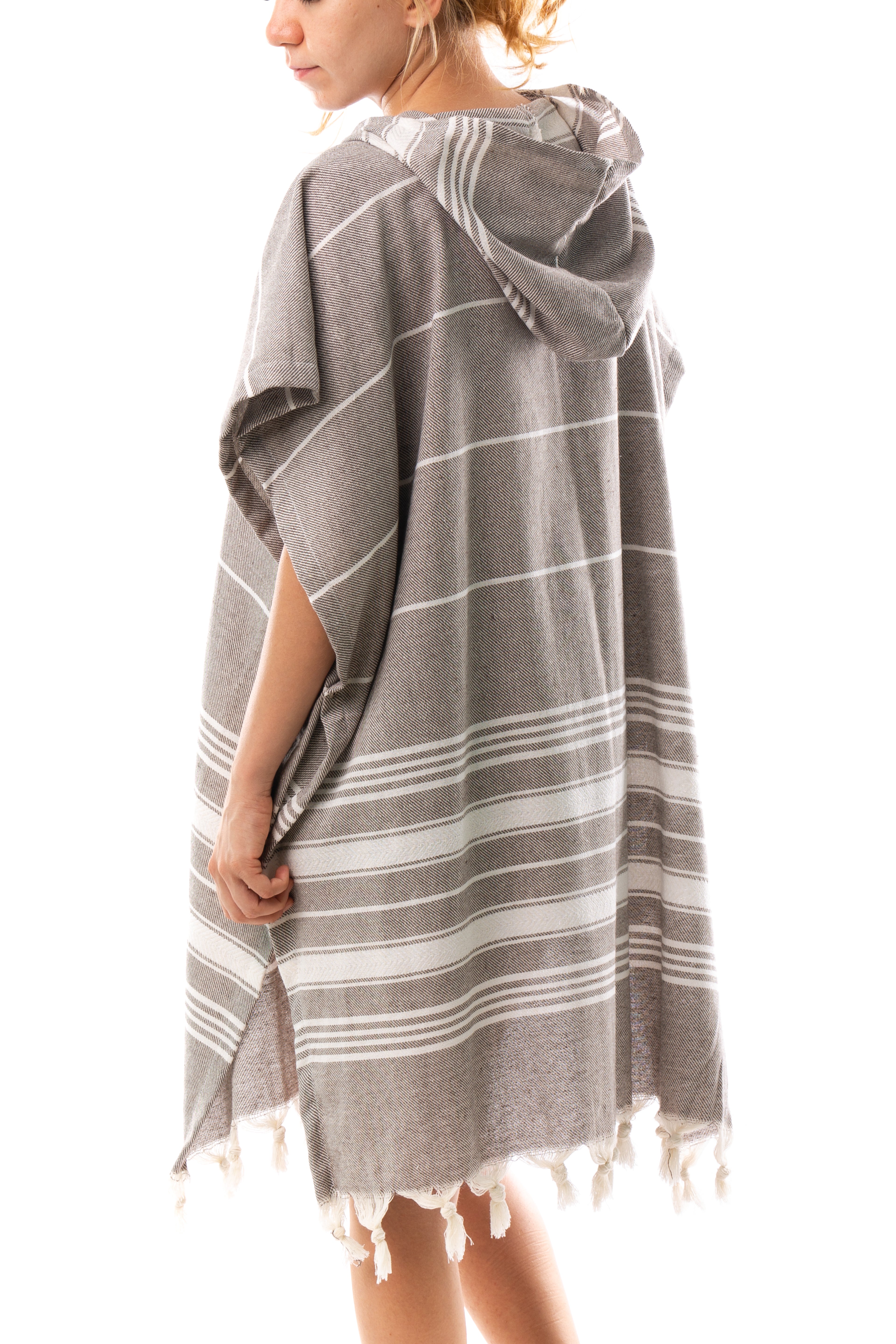 Badeponcho für Erwachsene aus 100% Baumwoll-Pestemal in Braun