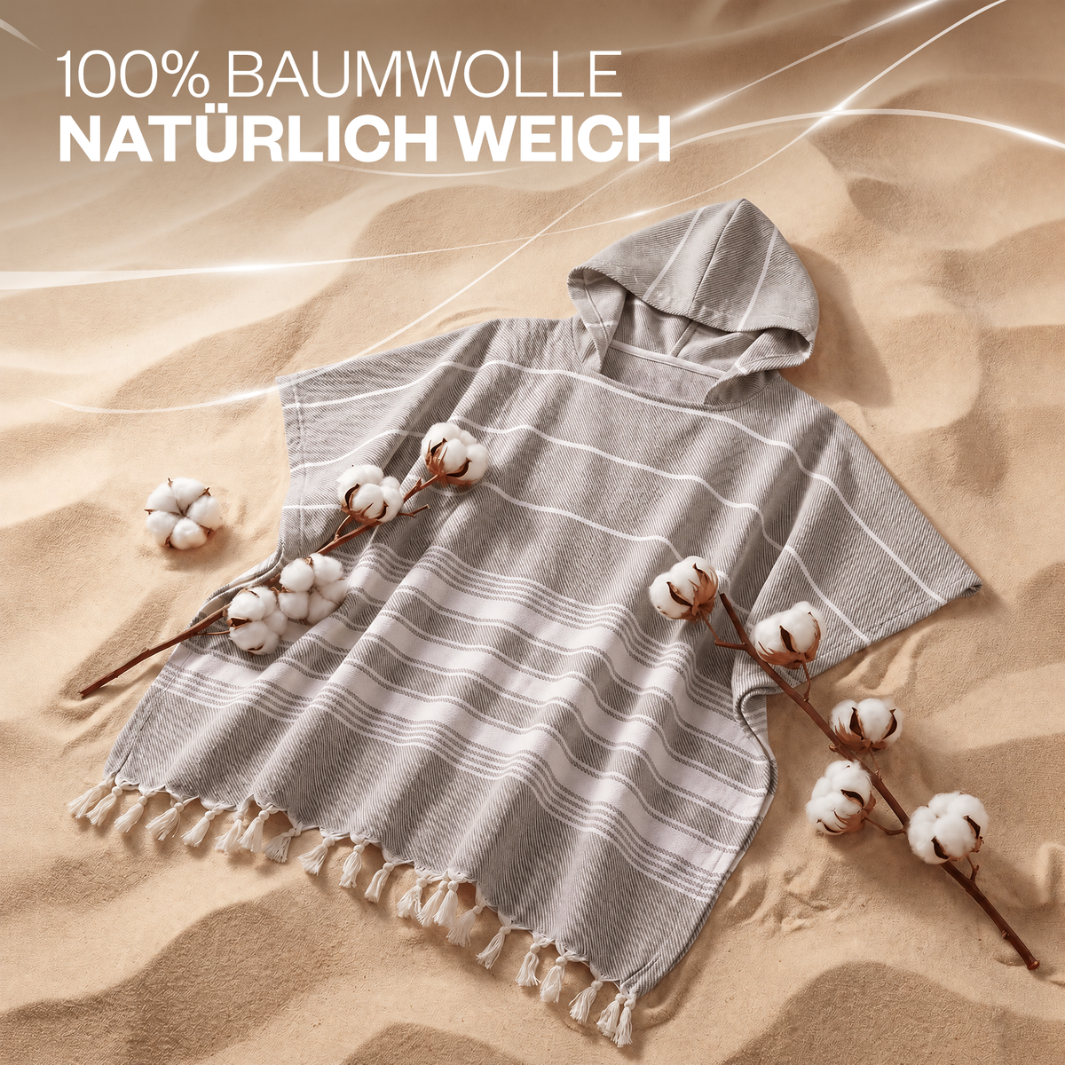 Badeponcho für Erwachsene aus 100% Baumwoll-Pestemal in Braun