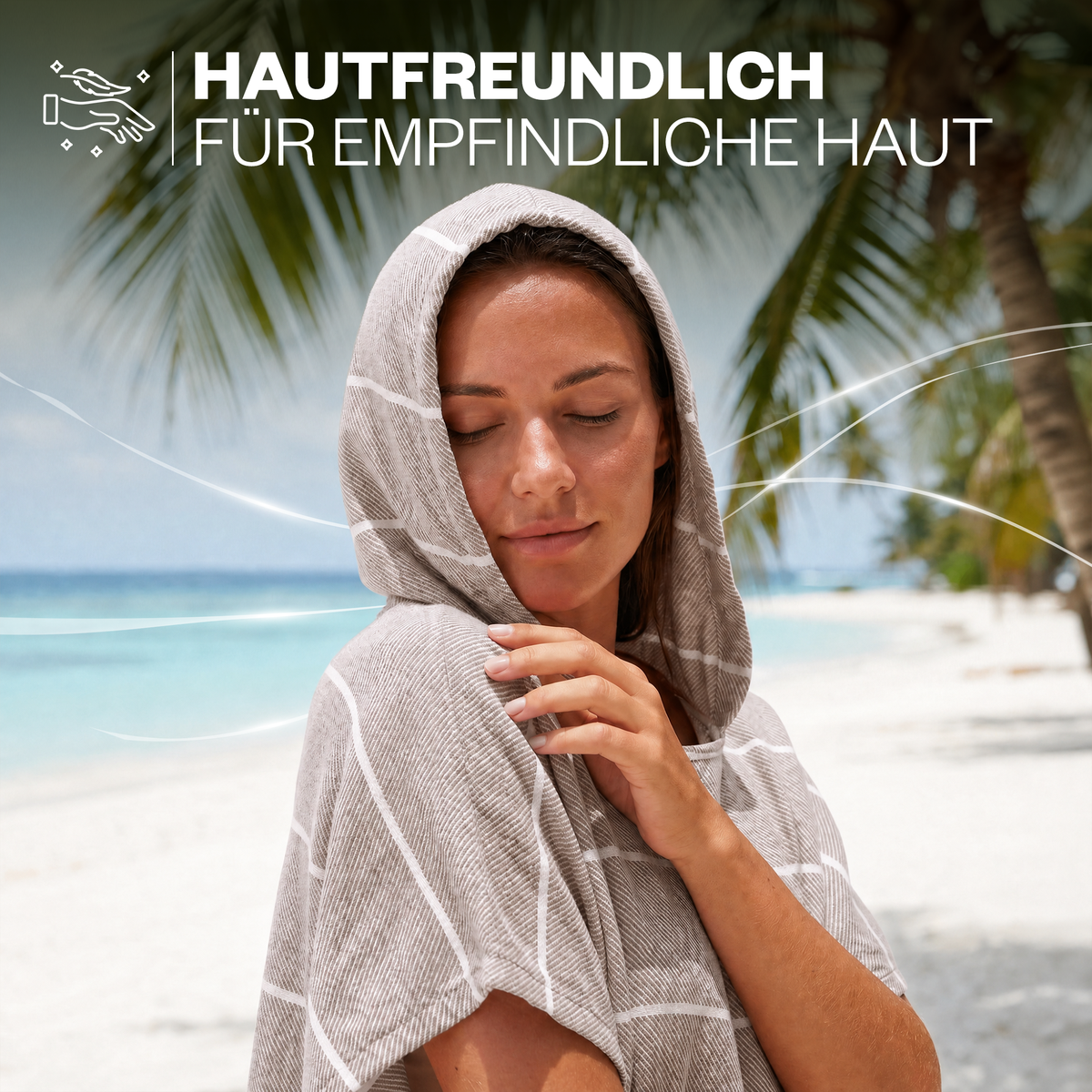 Badeponcho für Erwachsene aus 100% Baumwoll-Pestemal in Braun
