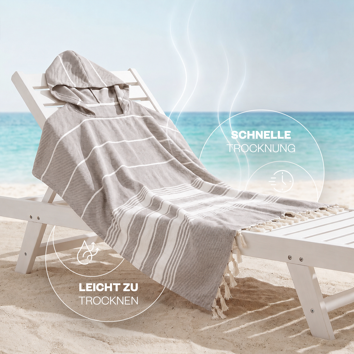 Badeponcho für Erwachsene aus 100% Baumwoll-Pestemal in Braun