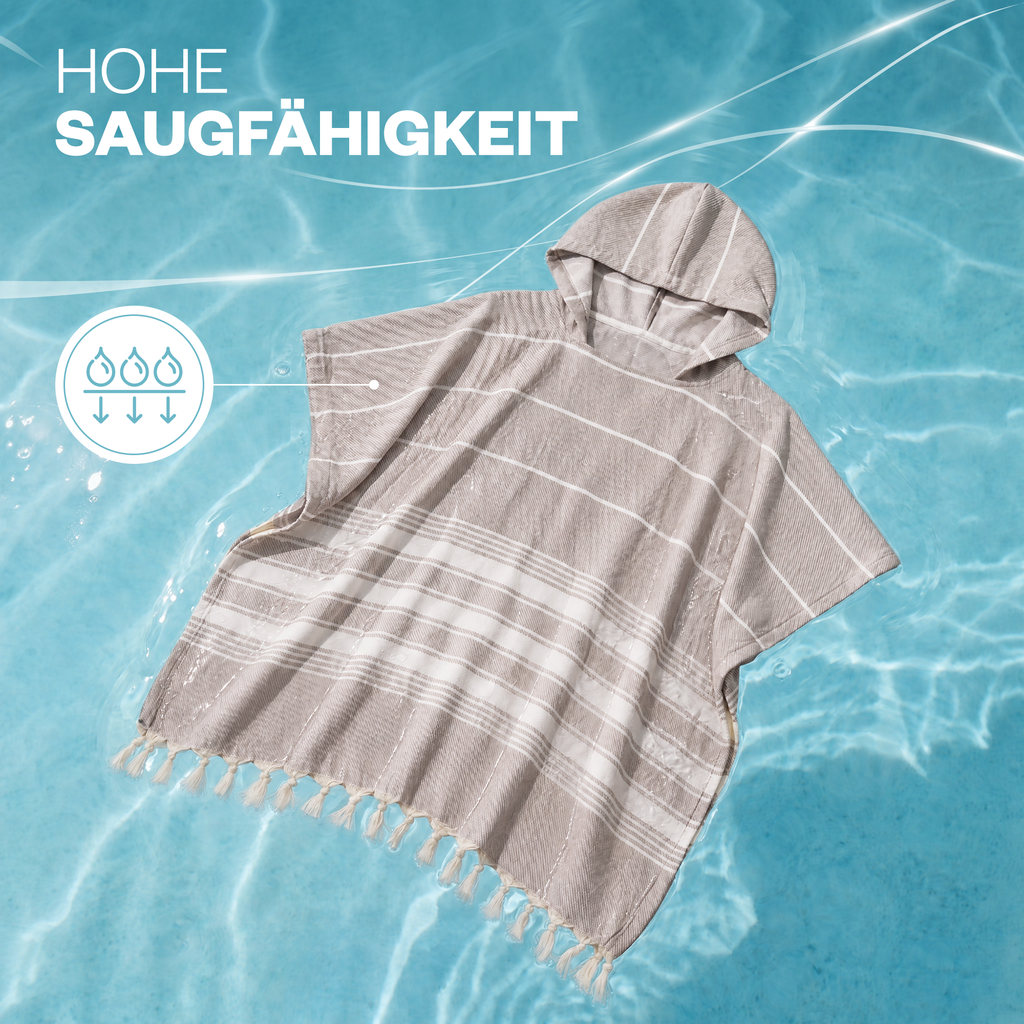 Badeponcho für Erwachsene aus 100% Baumwoll-Pestemal in Braun