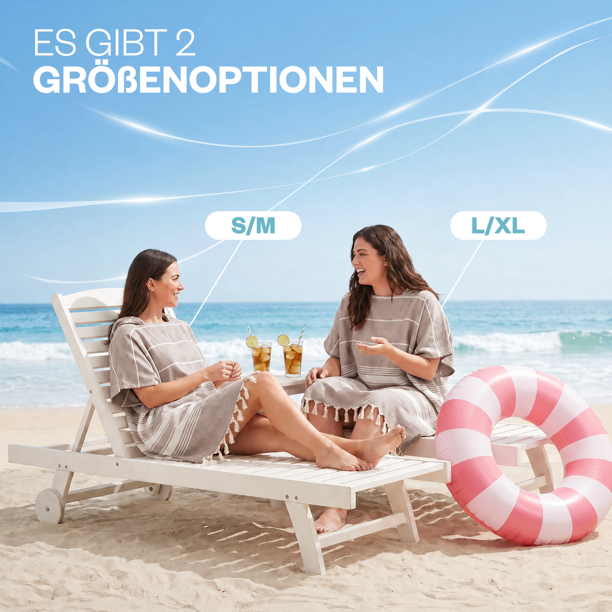 Badeponcho für Erwachsene aus 100% Baumwoll-Pestemal in Braun