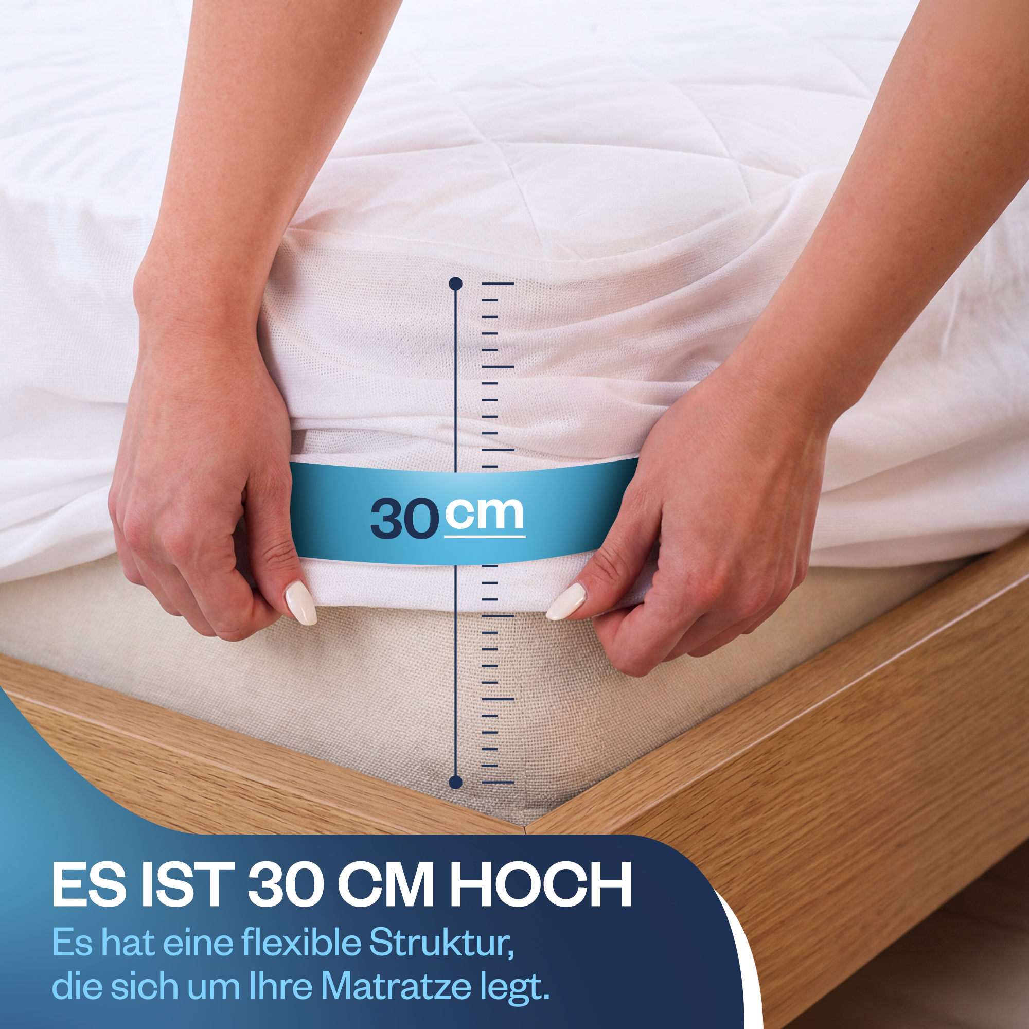 Wasserdichter gesteppter Matratzenschoner aus 100% Baumwolle, atmungsaktiv, Weiß