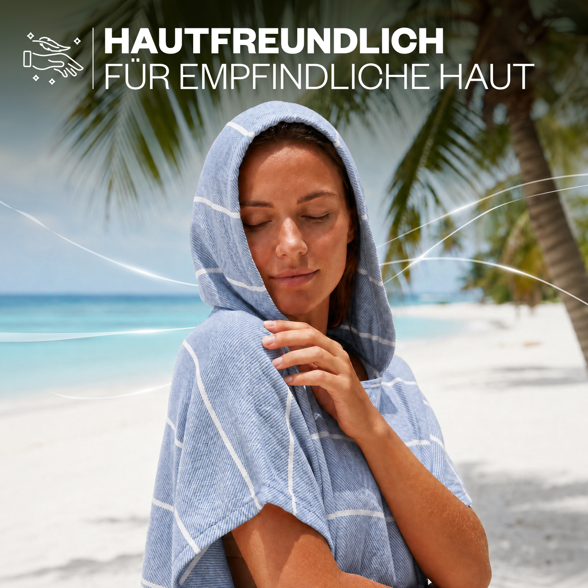 Badeponcho für Erwachsene aus 100% Baumwoll-Pestemal in Blau