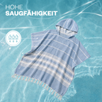 Badeponcho für Erwachsene aus 100% Baumwoll-Pestemal in Blau