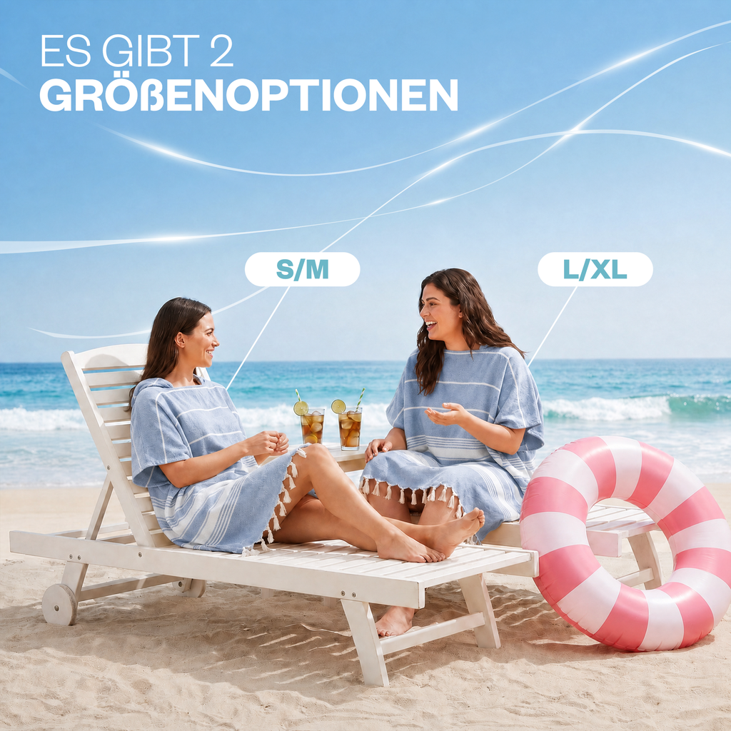 Badeponcho für Erwachsene aus 100% Baumwoll-Pestemal in Blau