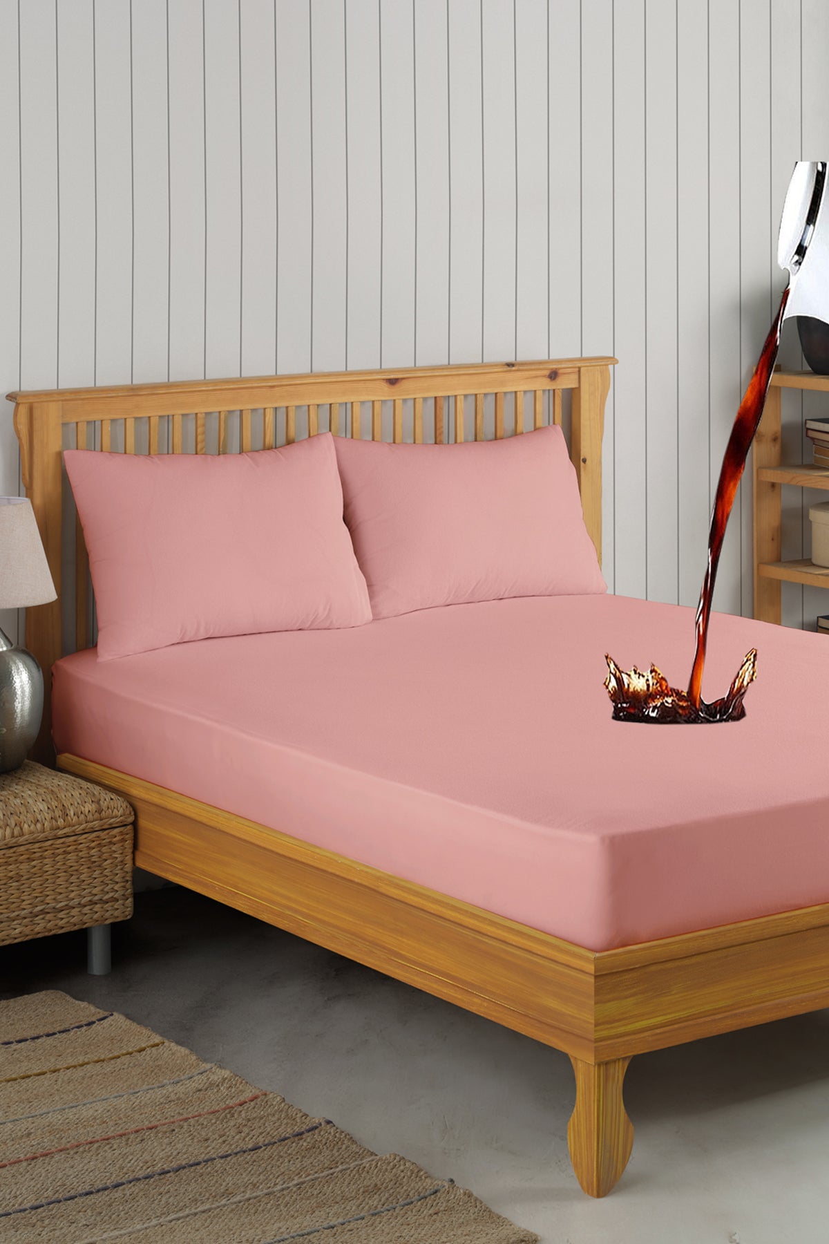 Wasserdichter Matratzenschoner für Matratzen aus Mikrofaser – Pamukkale Powder, Rosa