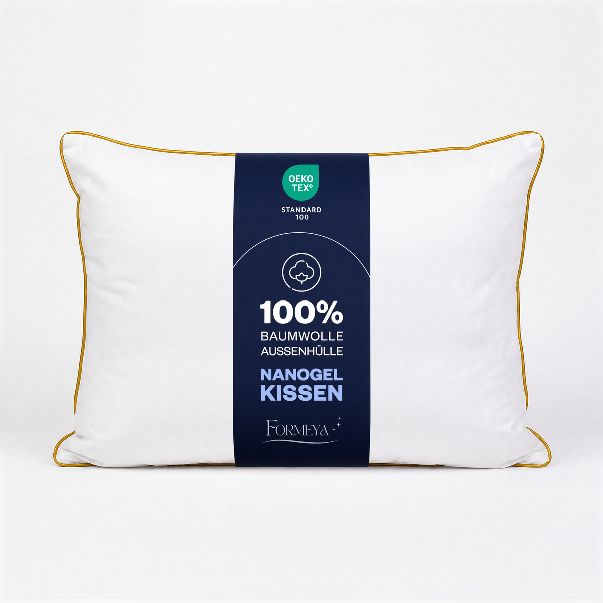 Climate Nano-Gel-Hotelkissen 50×70 cm mit Baumwolle | Gold-Paspel | 2er Set