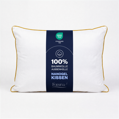 Climate Nano-Gel-Hotelkissen 50×70 cm mit Gold-Paspel & Baumwollbezug, 2er Set