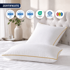 Climate Nano-Gel-Hotelkissen 50×70 cm mit Baumwolle | Gold-Paspel | 2er Set