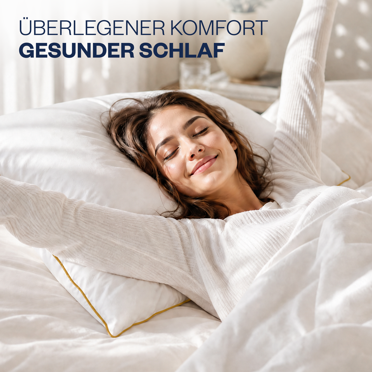 Climate Nano-Gel-Hotelkissen 50×70 cm mit Baumwolle | Gold-Paspel | 2er Set