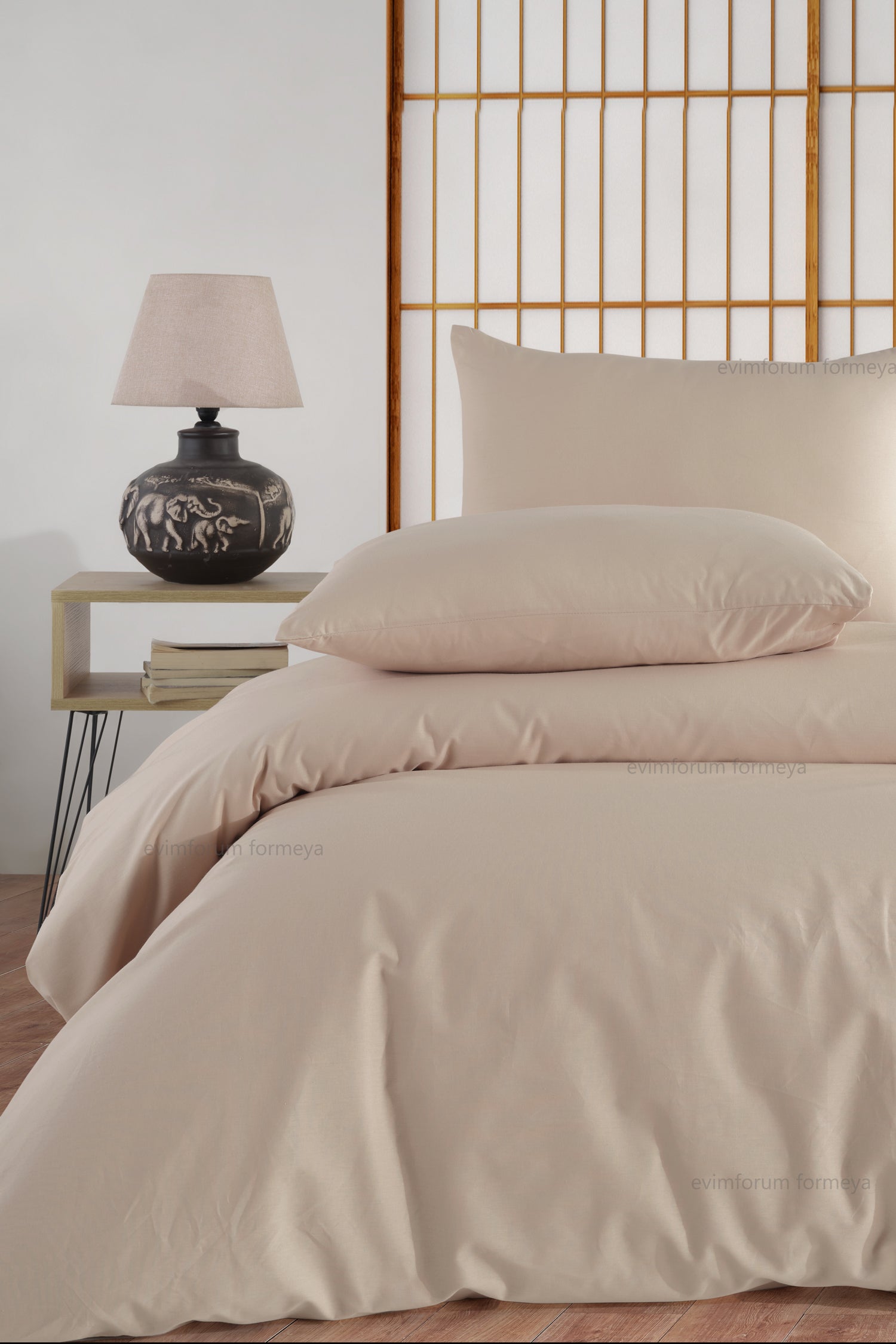 Bettwäsche Set Braun aus 100% Baumwolle Ranforce mit Spannbettlaken & Kissenbezug